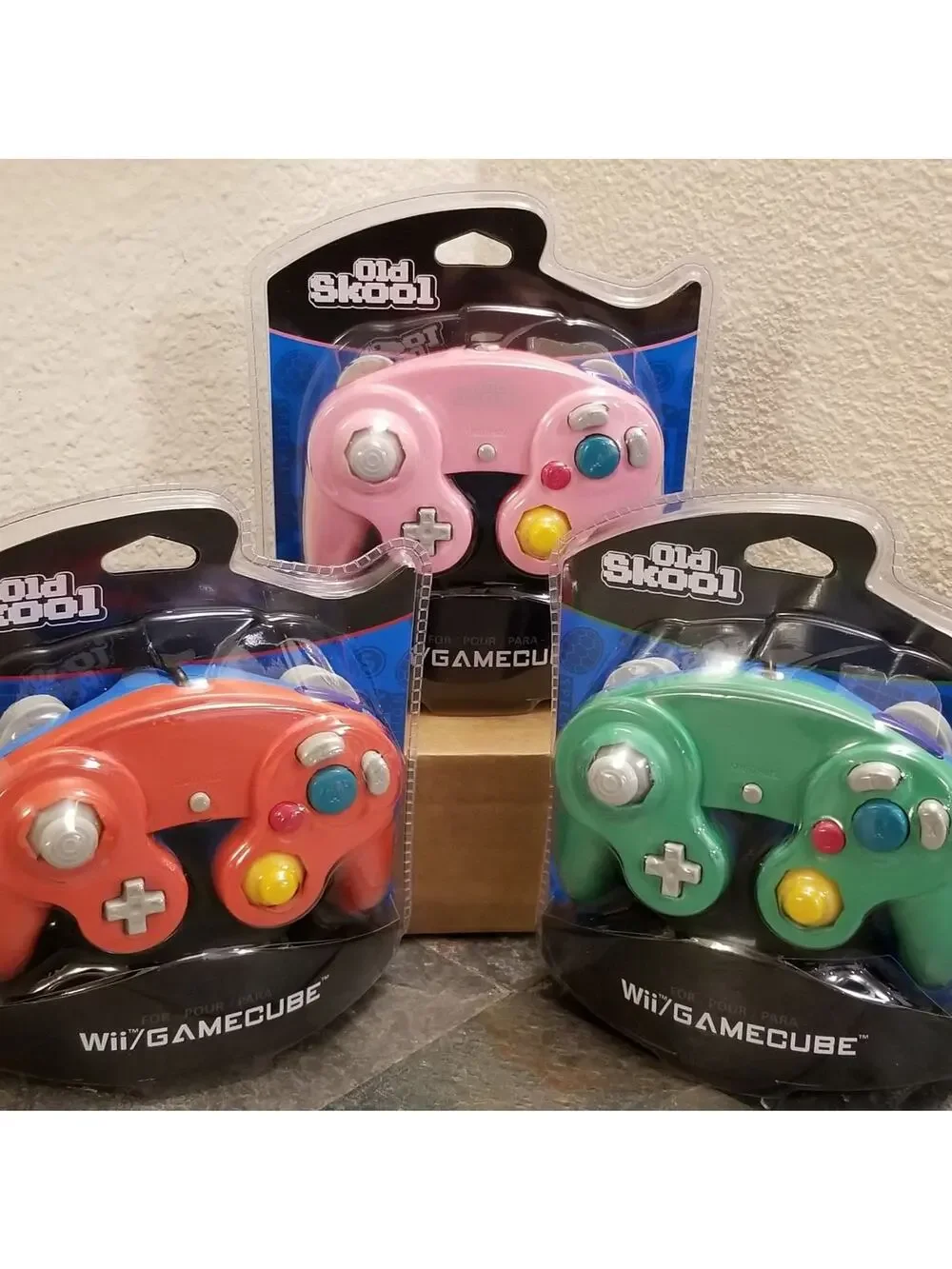 3 Gamecube Controllers - 3 Colors Bundle (NEW) - Red Green Pink - Nintendo